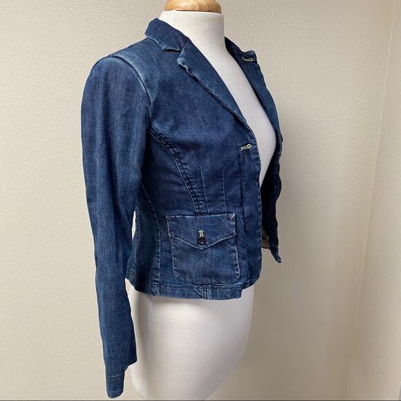 Anthropologie Louie Denim Jean Jacket Blazer 0 - Picture 5 of 9
